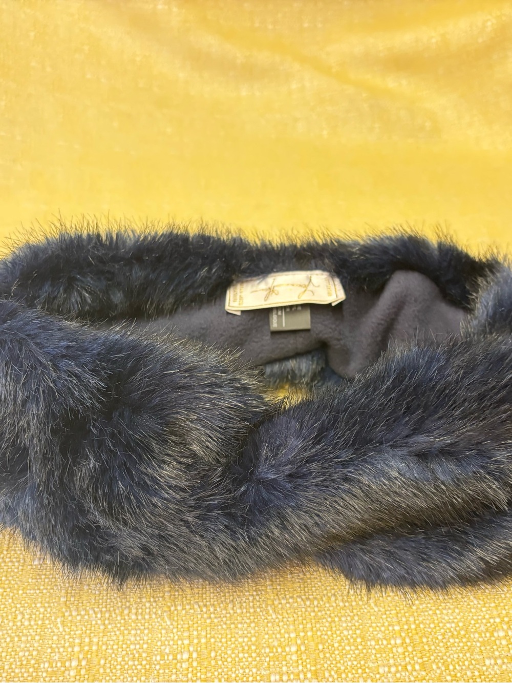 Yves Salomon Navy Faux Fur Headband